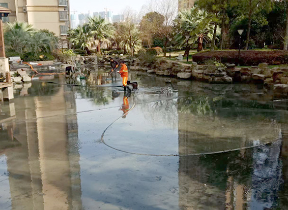 龙游景观池淤泥清理